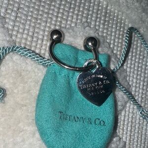 Tiffany & Co. Silver Heart Key Ring with Blue Pouch